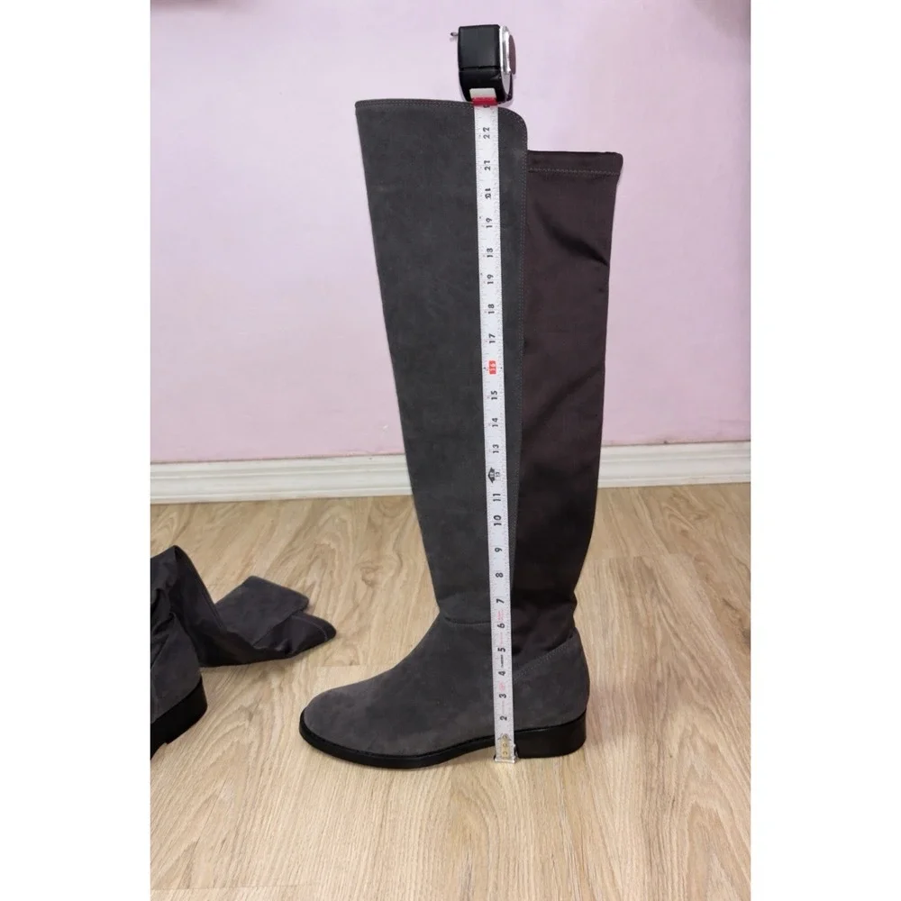 Blondo Olivia Waterproof Over Knee Boots Gray Suede Stretch Back Womens 12